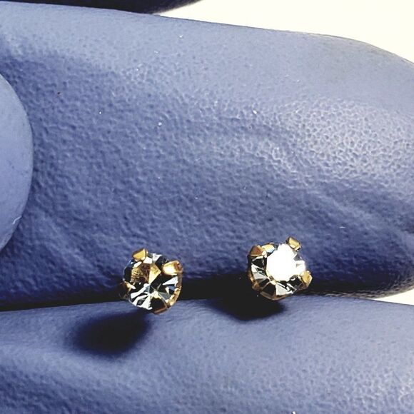 Swarovski Crystal Element - Gold Overlay Light Blue Stone "Tiny" Stud Earrings - Picture 10 of 12